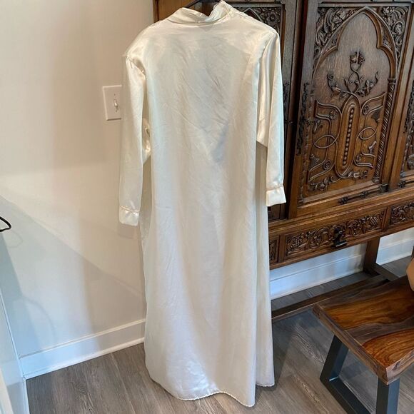 Vintage Full Length Satin Nightgown Lace Detail Silky Slip Dress Robe medium - Picture 11 of 16